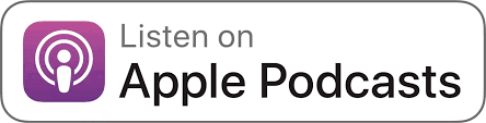 A rectangular icon features the Apple Podcasts logo on the left. Text on right reads: