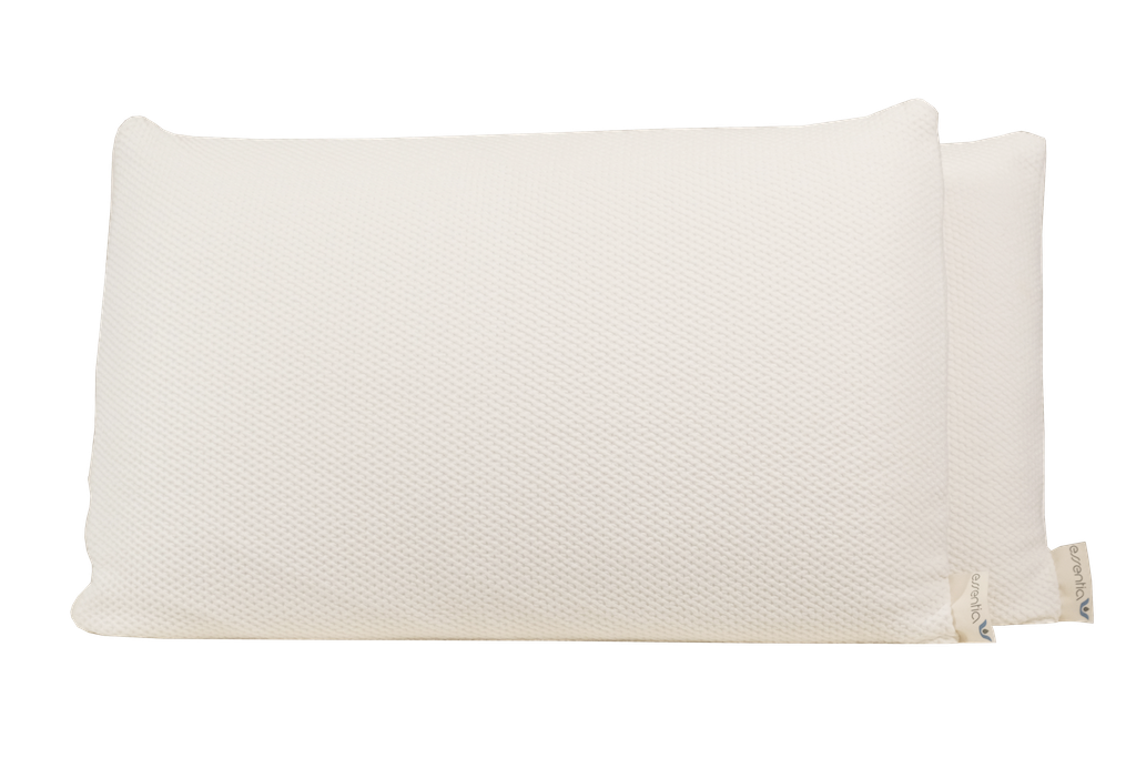 2 Essentia Latex Cloud Pillows with beige GOTS certified organic cotton