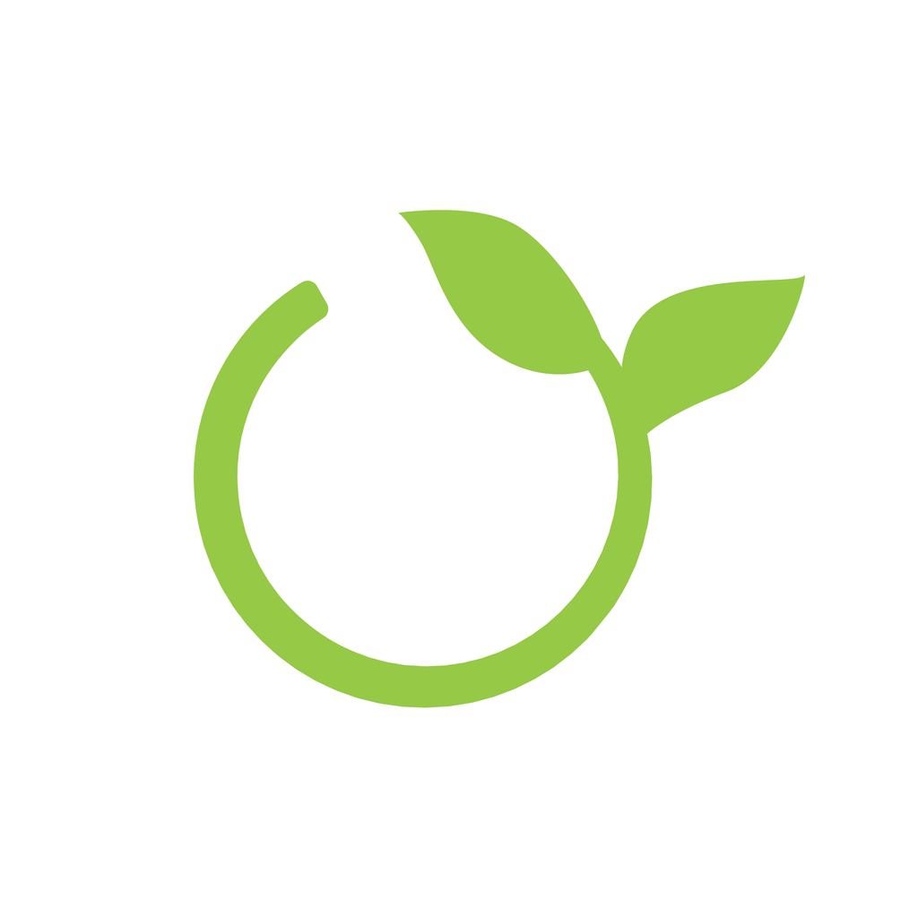 Green recycling symbol with leaves on a white background
