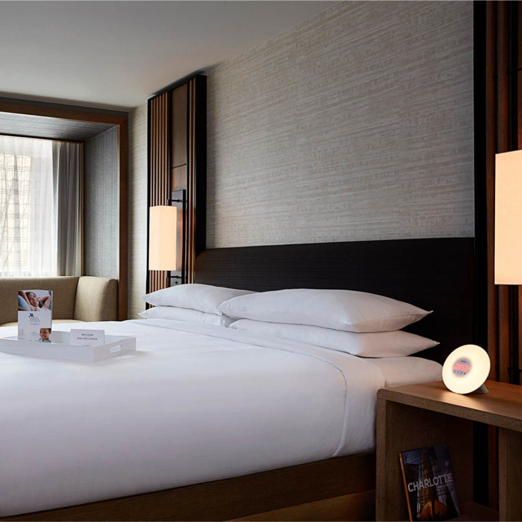 Stay Well Mattress by Essentia shown in a hotel room