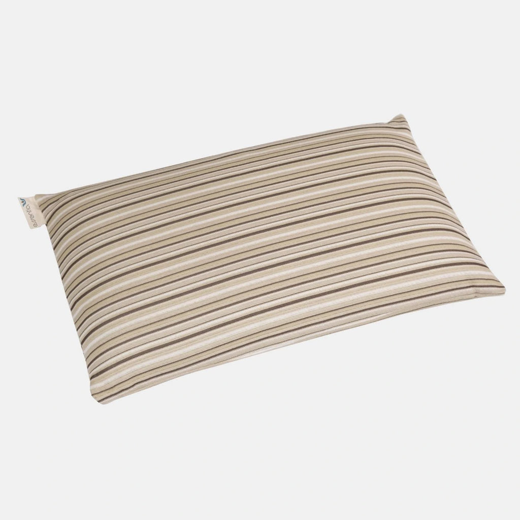 Classic organic foam pillow with GOTS certified organic cotton Zebrano brown striper cover