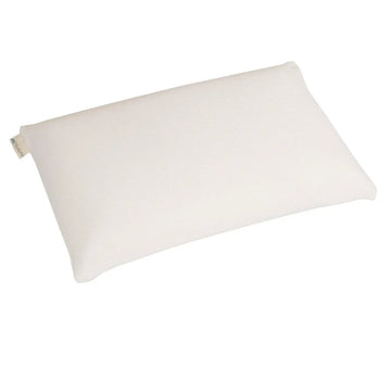 Latex Cloud Pillow shown with GOTS certified organic beige cover. 