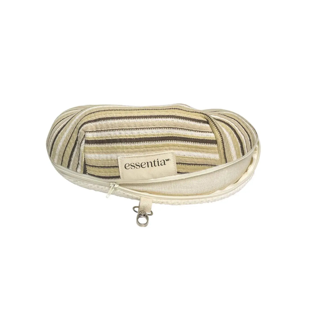 Essentia travel pillow back view with the zipper shown open