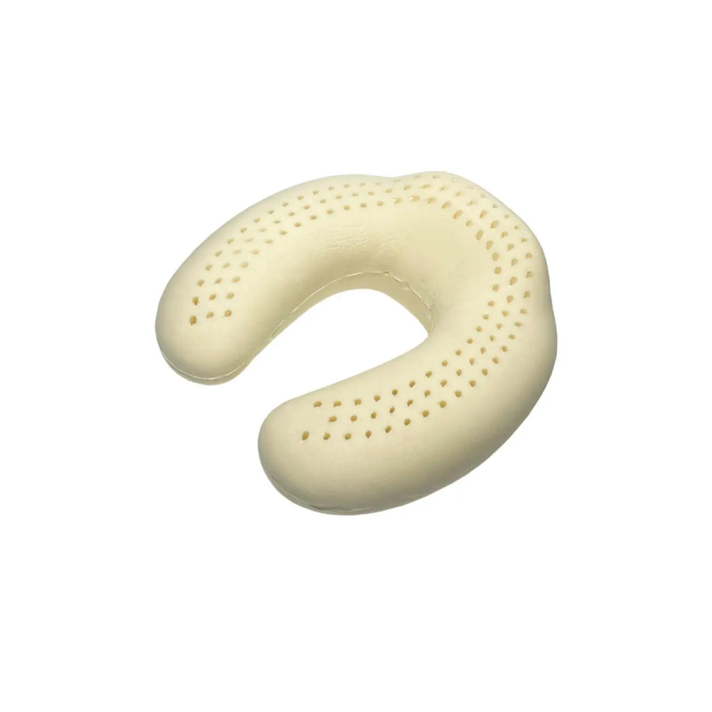 Inside Essentia travel pillow showing solid organic latex shape